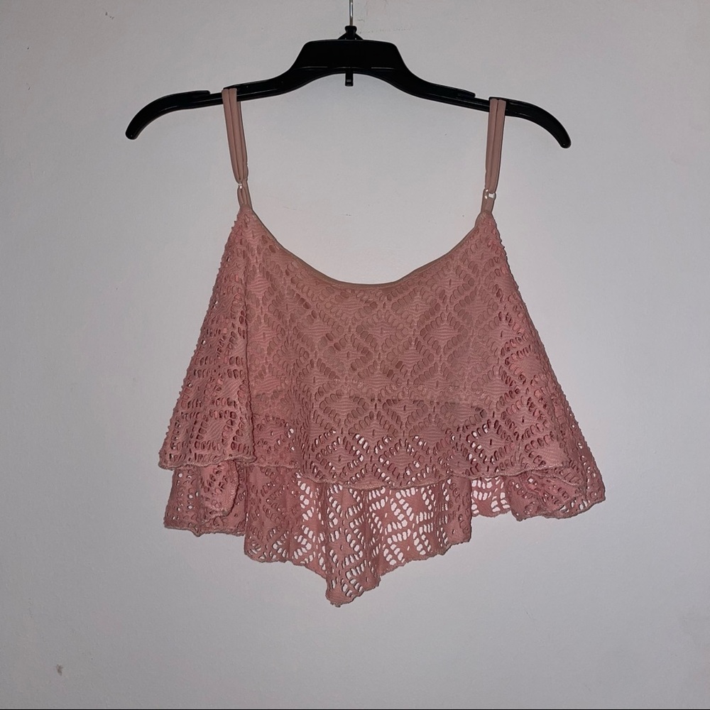 PACSUN/LA:HEARTS SIZE S PINK FLOWY CROPPED TOP GREAT CONDITION